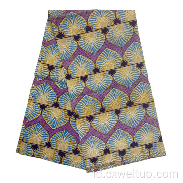 100% Polyester Wax Afrika Cetak Kain Emas